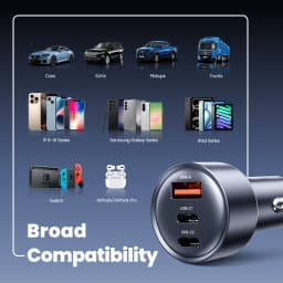 Toocki 65W USB C Car Charger 3 Ports Type C Fast Charge PPS PD3.0 QC Car Phone Charger For iPhone 16 Xiaomi Huawei Samsung