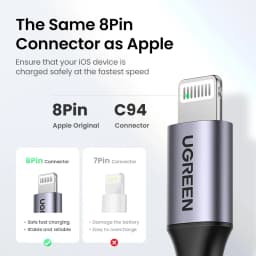 UGREEN MFi PD 20W USB C to Lightning Cable for iPhone 14 13 12 Pro Max for iPhone Fast Charging for iPad Type C Cable