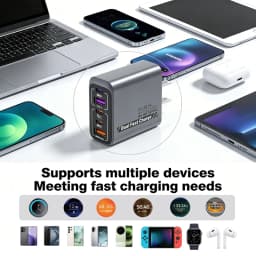 Lenovo 200W 2U + 3PD Multi-Port Charger Smart Full Protocol Intelligent Super-Fast Charger Compatible with EU US UK Standards