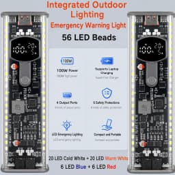 PD100W High-Power Power Bank Case Solder-Free 8-Cell 21700 Battery Holder DCVoltage Regulation High-Brightness LED Outdoor Light
