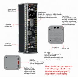 PD100W High-Power Power Bank Case Solder-Free 8-Cell 21700 Battery Holder DCVoltage Regulation High-Brightness LED Outdoor Light