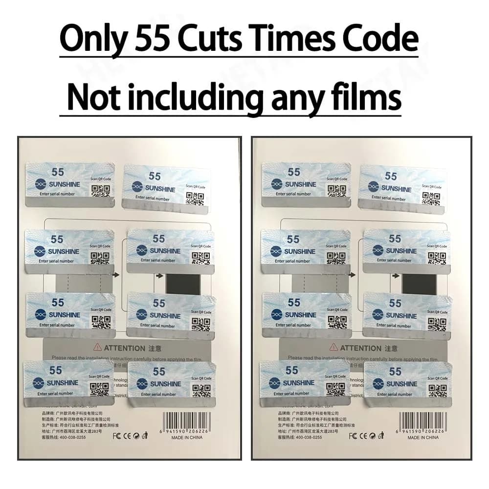 SUNSHINE Original Cut QR Code Sunshine Intelligent Film Cutting Machine Recharge Cut Times For SS-890C Pro Max 890C Mini RL-870