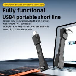 USB 4.0 Type-C to Type-C Cable 240W Fast Charging 80Gbps Data Transmission 8K60Hz Three-Dimensional Short Flexible Board Cable