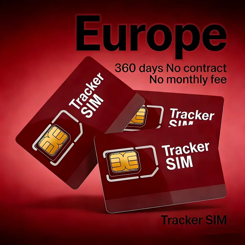 Europe 4G SIM Card for GPS Tracker, No Contract, 360MB/500MB 360 Days LTE Cat1 M2M Roaming, for TK303F ST-902 C08 Etc