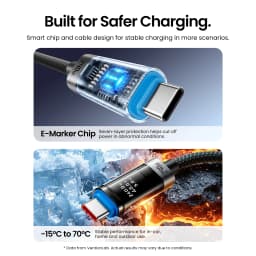 Vention PD240W USB C Cable Digital Display Type C Cable PD3.2 Cord for iPhone 17 16 Samsung S25 MacBook Laptop Fast Chargin Wire