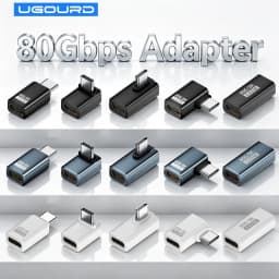 Thunderbolt 5/4/3 Elbow Adapter 80Gbps USB4 V2.0 Right Angle Adapter 90 Degree L-Shaped USB-C to USB-C Connector 240W PD 8K60Hz
