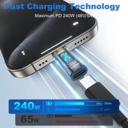 240W USB C Power Meter Tester LED Digital Display Voltage Current Wattage Detector Type C Male to Female Extender for SmartPhone