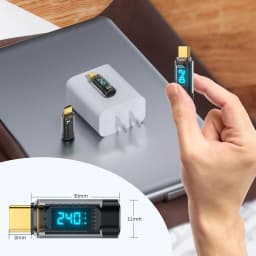 240W USB C Power Meter Tester LED Digital Display Voltage Current Wattage Detector Type C Male to Female Extender for SmartPhone