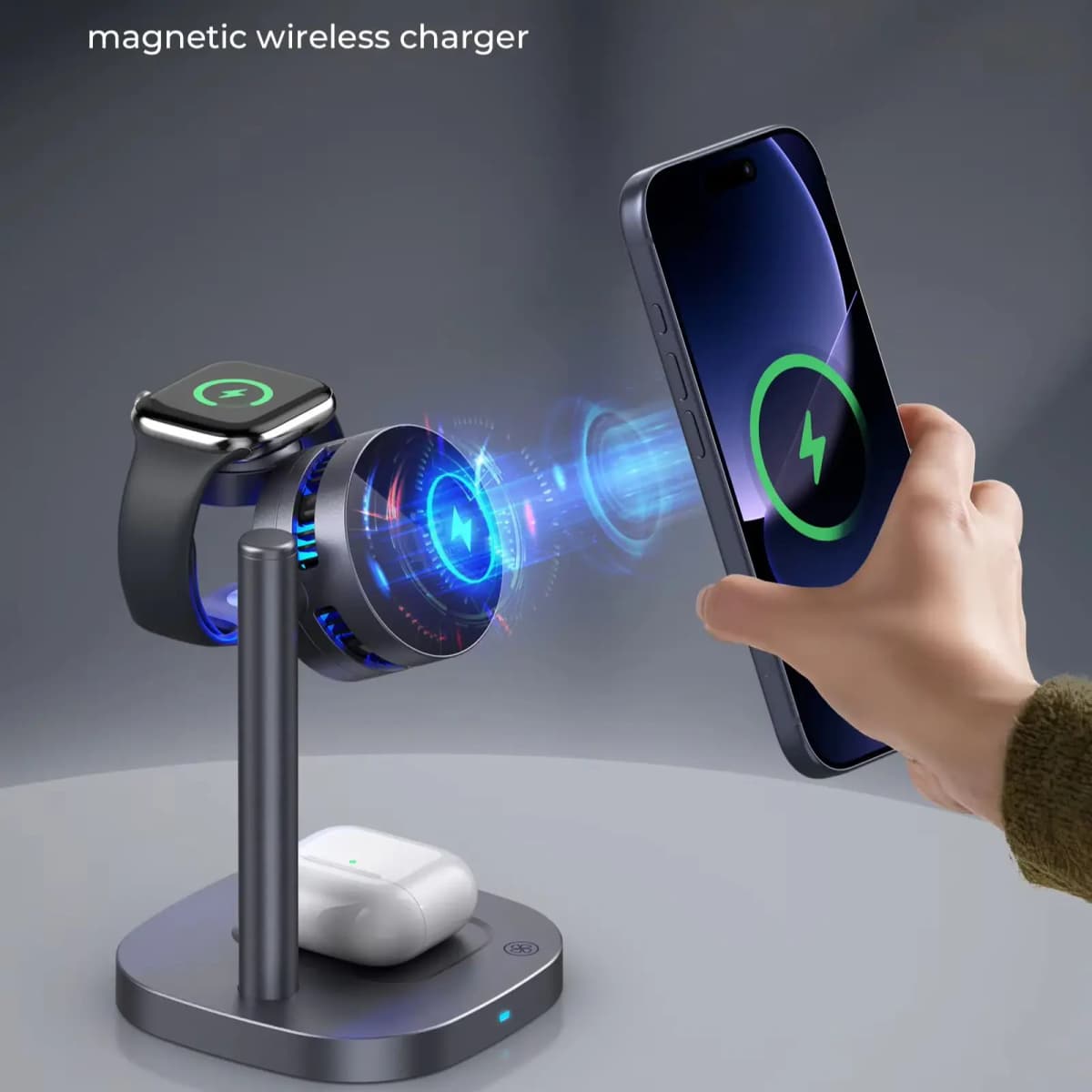Qi2.2 25W TEC Stand Wireless Charger 3in1 Cooling Magnetic Charging Station for iPhone Sumsung iWatch Airpods