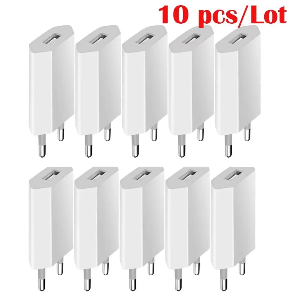 1-5Pcs Mini Universal Eu Plug 5V 1A USB-A Charger Wall Phone Power Adapter For iPhone Xiaomi Huawei Samsung Home Travel Charger