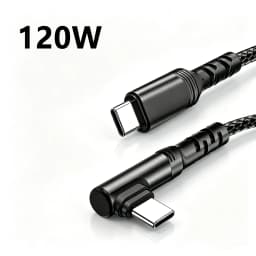 120W 0.3m/1m/2m 90 Degree Elbow Nylon Braided Quick Charger Elbow USB C to Type C Cord Cable For iPhone 15 16 17 Samsung Xiaomi