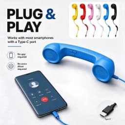 Type C Retro Telephone Handset Anti Radiation Cell Phone Receiver Wired Mic Earphone For iPhone Samsung Android Phone