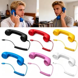 Type C Retro Telephone Handset Anti Radiation Cell Phone Receiver Wired Mic Earphone For iPhone Samsung Android Phone