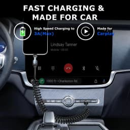 AUFU 540° USB C to Type C Cable 60W Fast Charging Spring Cable for iPhone17 Samsung Xiaomi Coiled Phone Car Charger Type-C Cable