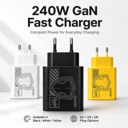 Durable 240W GaN Mechanical Multi‑Port USB Travel Charger EU US Plug Power Adapter for Phone Laptop Tablet Travel Work
