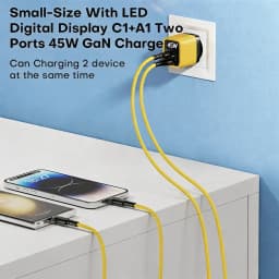 KEBIDUMEI 45W GaN Charger with LED Display USB Charger Type-C QC 3.0 Quick Charger EU Adapter USB C Fast Charge for Phone
