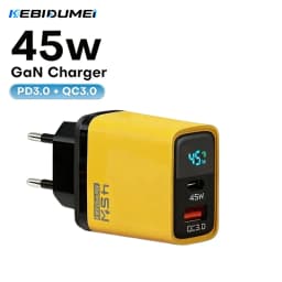 KEBIDUMEI 45W GaN Charger with LED Display USB Charger Type-C QC 3.0 Quick Charger EU Adapter USB C Fast Charge for Phone
