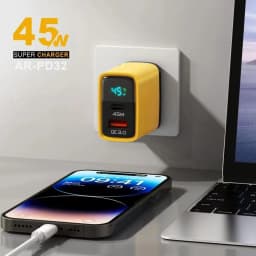 KEBIDUMEI 45W GaN Charger with LED Display USB Charger Type-C QC 3.0 Quick Charger EU Adapter USB C Fast Charge for Phone