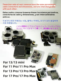 Fully Tested Rear Camera With Flex Cable for iPhone 11 12 13 14 15 16 17 Pro Max 12/13 Mini Back Camera Replacement Part