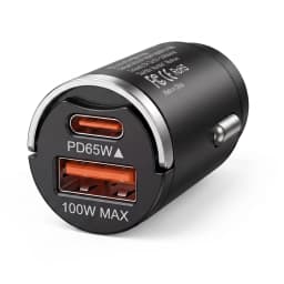 165W Travel Car Charger Dual Port 65W USB C and 100W USB A Output Durable Zinc Alloy Mini Body for Multiple Mobile Devices