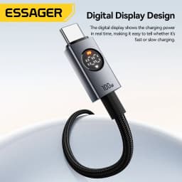 Essager 100W Digital Display Cable Type C To Type C Cable For IPhone17 Samsung Huawei PD Fast Charging For Macbook Tablet Laptop