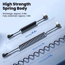 120W 6A Elbow USB C Fast Charging Cable Stretch Spring Data Cord For iPhone Samsung Xiaomi Huawei Phone Car Charge Type C Cable