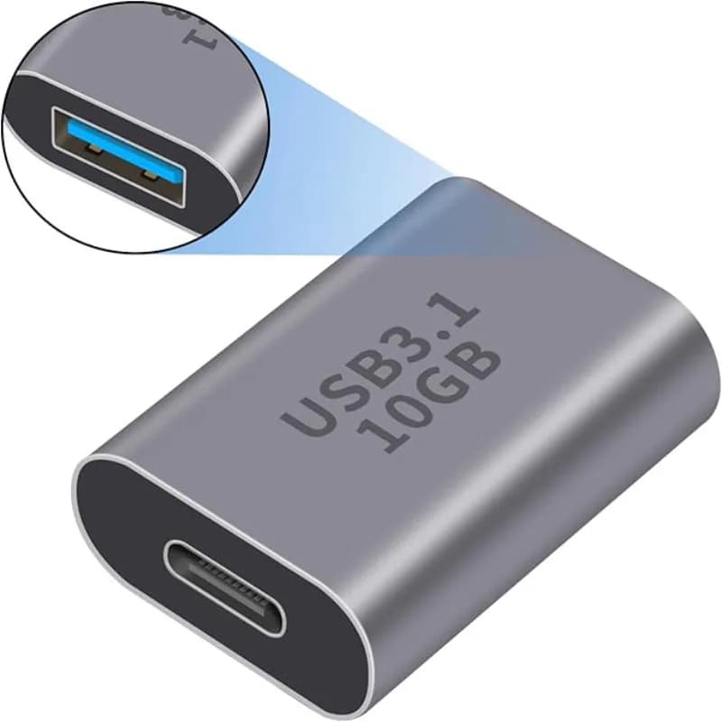USB‑C Female to USB‑A Female Adapter USB3.1 Gen2 10Gbps High‑Speed OTG Data Transfer Coupler Connector
