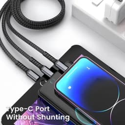 100W Fast Charging Cable Multi Charger Cable Nylon Braided Multiple USB Universal 3 in 1 Charging Cord Adapter with Type-C Micro