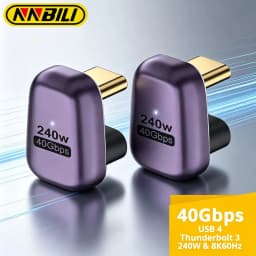 NNBILI 1/5PCS PD 240W USB C 180° Adapter U Shape Type C Male to Female 40Gbps Connector for Thunderbolt MacBook Laptop Tablet