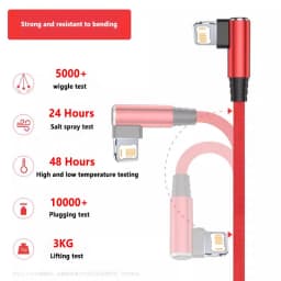 90 Degree USB Cable For iPhone 14 13 12 11 Pro Max X XR 6s 7 8 Plus 1m 2m Lead Mobile Phone Fast Charging Cord Data Charger Wire