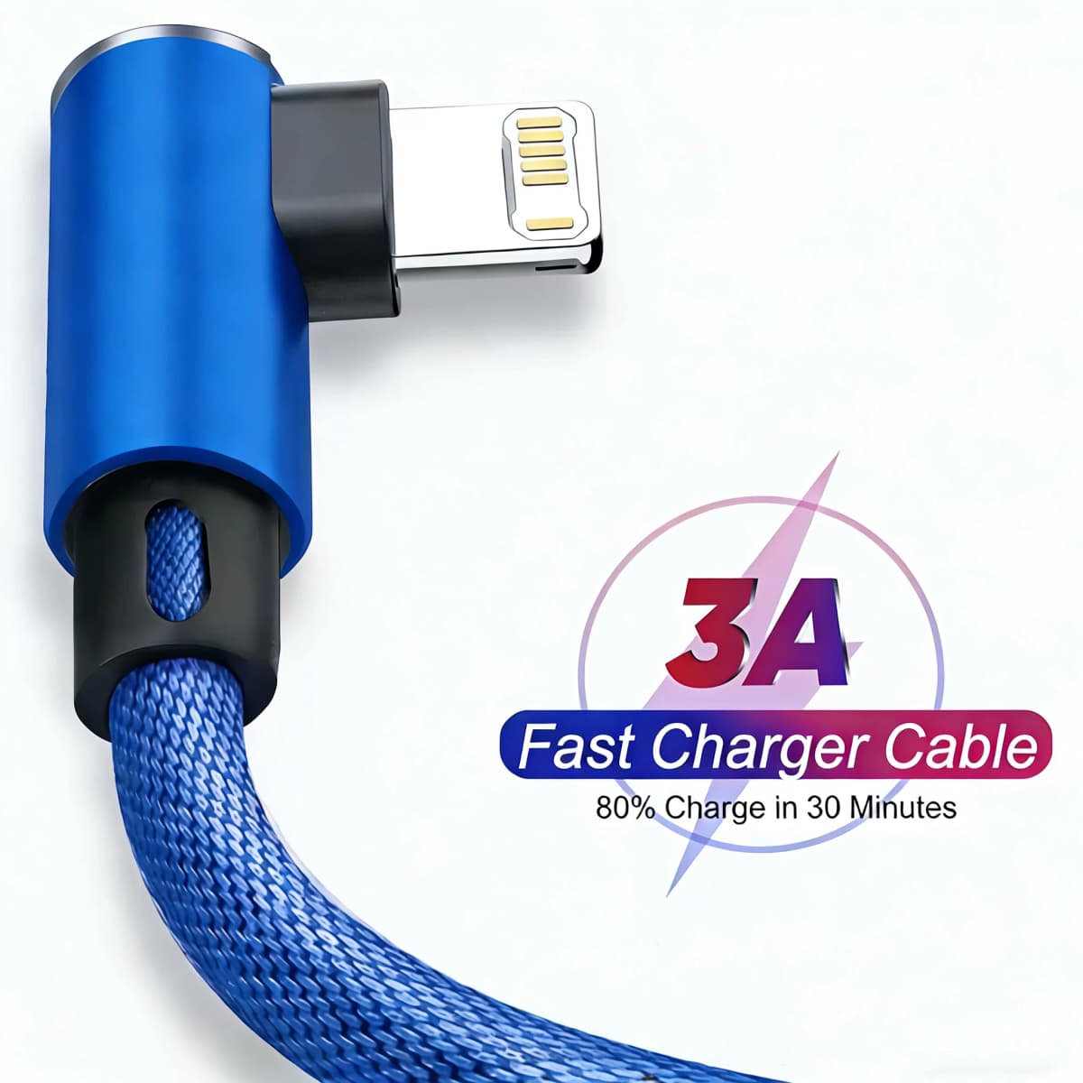 90 Degree USB Cable For iPhone 14 13 12 11 Pro Max X XR 6s 7 8 Plus 1m 2m Lead Mobile Phone Fast Charging Cord Data Charger Wire