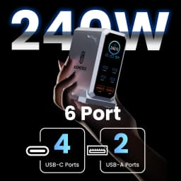 240W GaN Charger PD3.1 140W USB Type C 6 Ports PPS PD Desktop Fast Charging Station for iPhone 17 Samsung MacBook Laptops Tablet