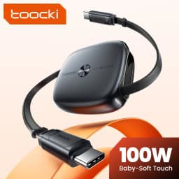 Toocki 100W Type C Retractable Cable Support SFC 3.0 Fast Charger Mini Size USB C TPE Cable For Samsung Galaxy S26 iPhone 16 17