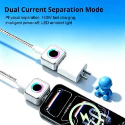 140W AI Smart Fast Charger Automatic Power Off USB C Fast Charging Adapter With LED Ambient Light For iPhone Laptop