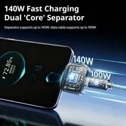 140W AI Smart Fast Charger Automatic Power Off USB C Fast Charging Adapter With LED Ambient Light For iPhone Laptop