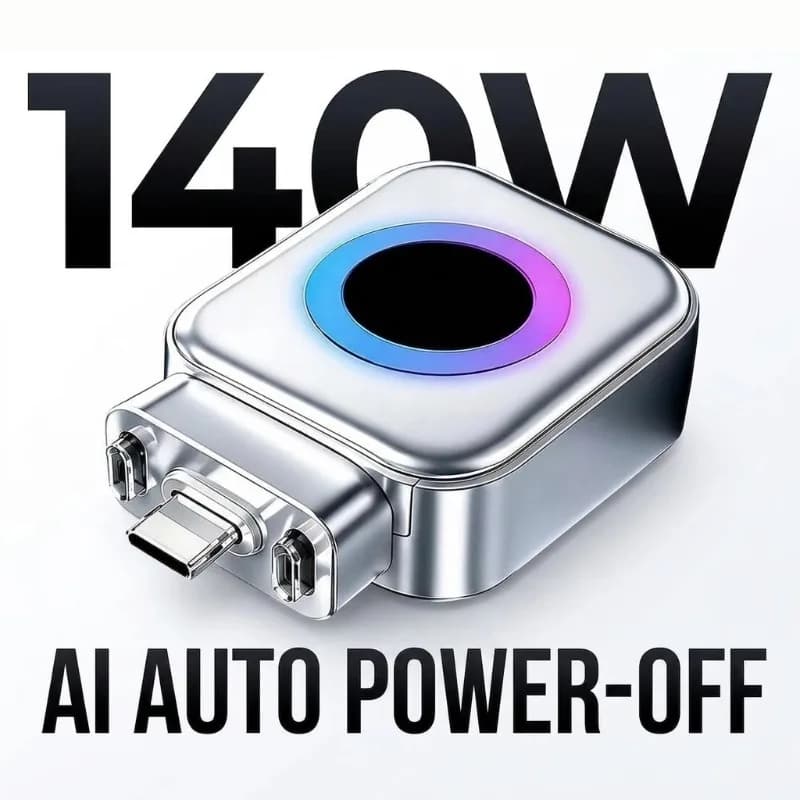 140W AI Smart Fast Charger Automatic Power Off USB C Fast Charging Adapter With LED Ambient Light For iPhone Laptop
