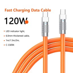 New 120W 7A Super Fast Charge PD Type C Liquid Silicone Cable 1M 1.5M 2M Usb Cable Usb C To C Charger Cable for Xiaomi Huawei
