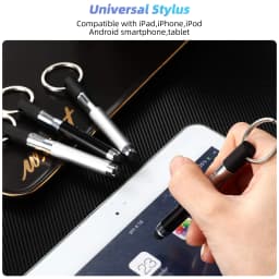 2-in-1 Mini Stylus Pen Capacitive Touch Screen Ballpoint Pen Keychain for iPad iPhone Android Tablet Universal Stylus