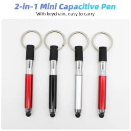 2-in-1 Mini Stylus Pen Capacitive Touch Screen Ballpoint Pen Keychain for iPad iPhone Android Tablet Universal Stylus