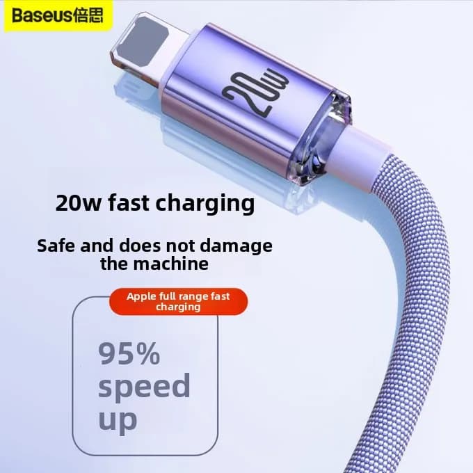 Baseus Crystal Shine PD 20W USB C to Lightning Fast Charging Cable for iPhone 14 17 Pro Max