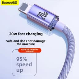 Baseus Crystal Shine PD 20W USB C to Lightning Fast Charging Cable for iPhone 14 17 Pro Max