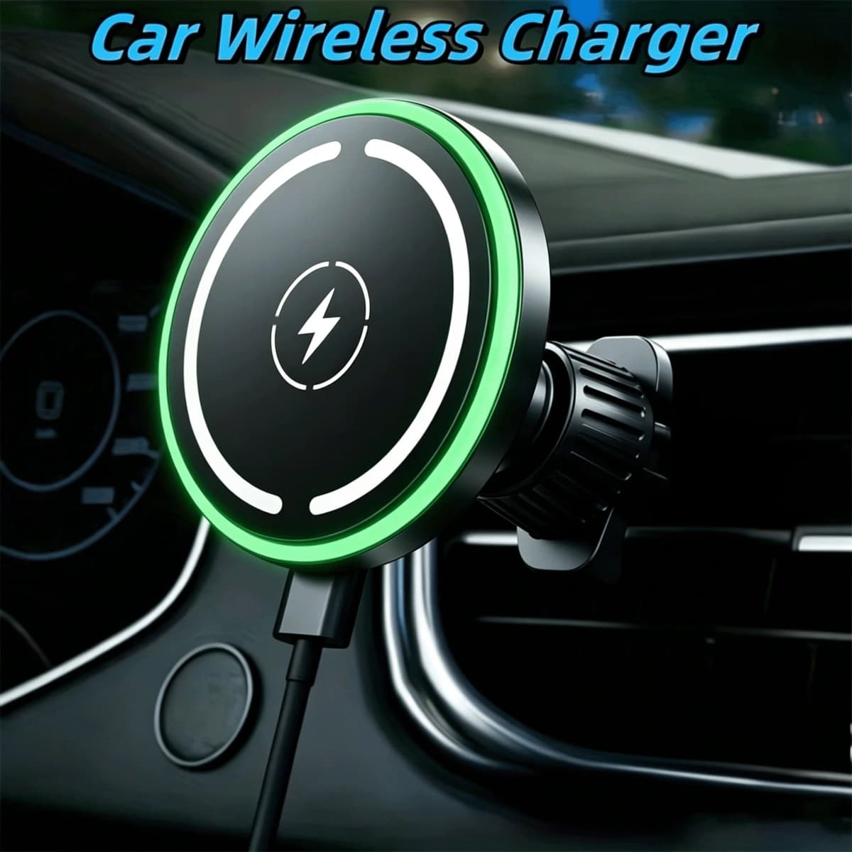 LED Wireless Charger Magnetic Car Phone Holder for iPhone 17-13 Pro Max 12 Phone Accessories 30W Fast Charging Induction Adapter