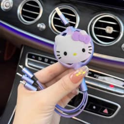 Sanrio Hello Kitty 3 In 1 Retractable USB Cable Fast Charging Data Cord For Iphone Huawei Multi Port Multiple Charging Wire