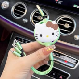 Sanrio Hello Kitty 3 In 1 Retractable USB Cable Fast Charging Data Cord For Iphone Huawei Multi Port Multiple Charging Wire