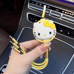 Sanrio Hello Kitty 3 In 1 Retractable USB Cable Fast Charging Data Cord For Iphone Huawei Multi Port Multiple Charging Wire