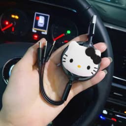Sanrio Hello Kitty 3 In 1 Retractable USB Cable Fast Charging Data Cord For Iphone Huawei Multi Port Multiple Charging Wire