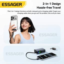 Essager 60W type C-to-C portable cable charger, suitable for iPhone 17, 16 (with PD 30W fast charging) and iPhone 15, 14, 13, 12