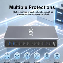 1300W Multi-Ports USB Charger GaN Desktop Fast Charging Station For iPhone Samsung Xiaomi MacBook Laptops Tablets Fast Charger