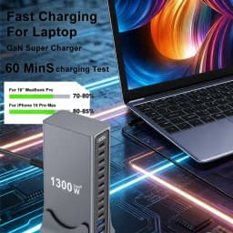 1300W Multi-Ports USB Charger GaN Desktop Fast Charging Station For iPhone Samsung Xiaomi MacBook Laptops Tablets Fast Charger