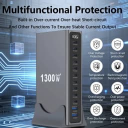 1300W Multi-Ports USB Charger GaN Desktop Fast Charging Station For iPhone Samsung Xiaomi MacBook Laptops Tablets Fast Charger